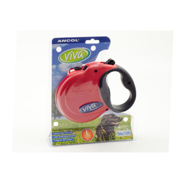 ANCOL VIVA RETRACTABLE 5M LEAD RED