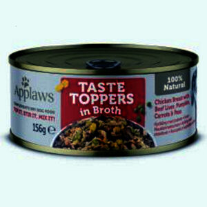 Applaws Taste Toppers Wet Dog Food Chicken with Beef Liver & Veg in Broth Tin 156G